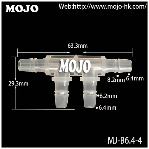 Doprava zadarmo!(10pcs/Lotov) MJ-B6.4-4 Plastové hadice konektory 6.4 mm štyri ceste trubkou kĺb 1/4