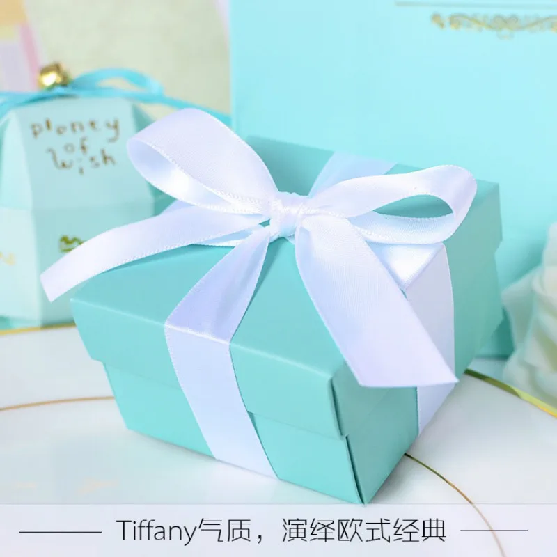Doprava zadarmo 120PCS Tiffany Modrá Svadobné Koláčiky Box Svadobné Prospech Boxy Tiffany Modrá Tému, Svadobné Party Láskavosti a Dary