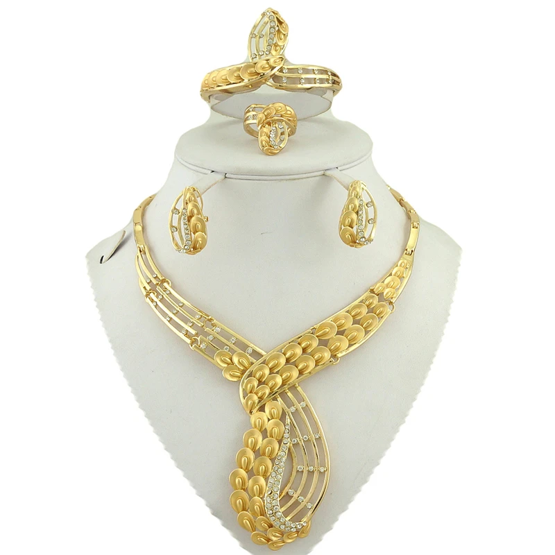 Doprava zadarmo afriky šperky nastavuje vysoko kvalitné šperky set svadobné party šperky set gold jemné šperky ženy náhrdelník