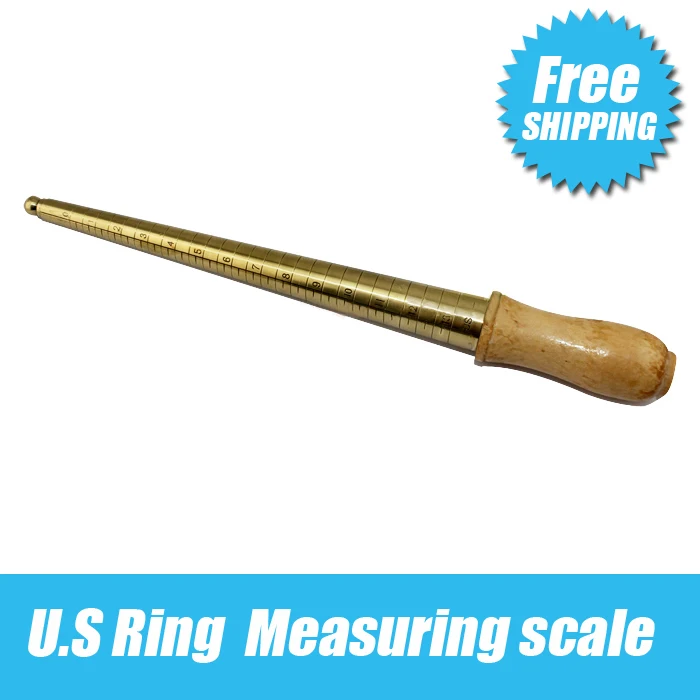 Doprava zadarmo/U. S krúžok meracia stupnica medi/meranie/drevenou rukoväťou, U. S 1-13 DIY krúžok meracie nástroje/meď bar zlatník