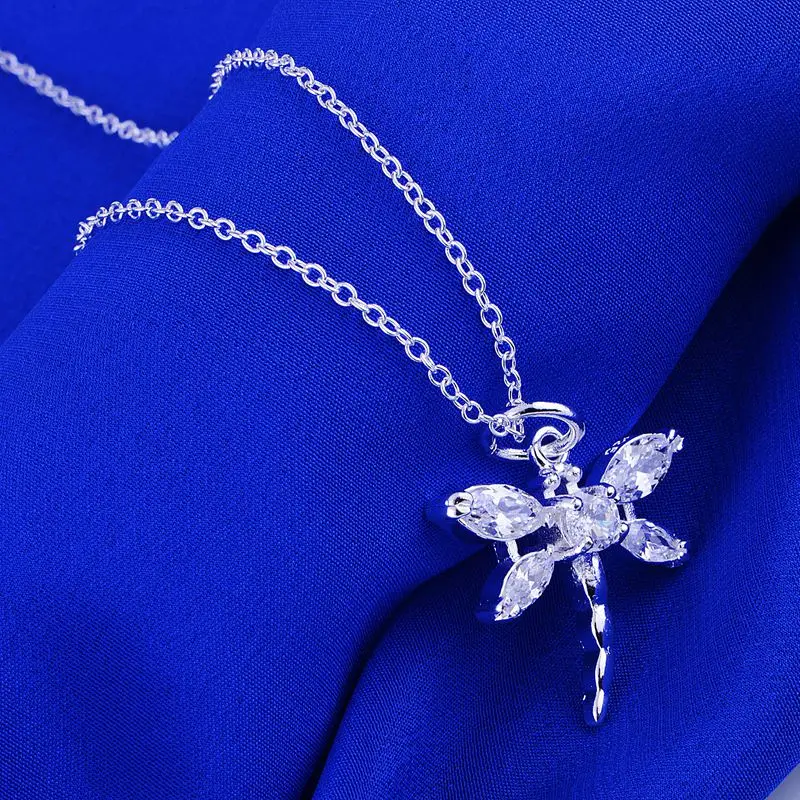 Dragonfly lesklé roztomilý striebra, pozlátený Náhrdelník 925 šperky, strieborné Pandant Módne Šperky BDFKGVDI