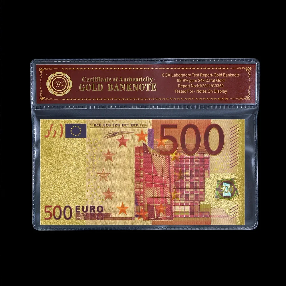 Európska Farebné 500 EUR Á Zlaté Pamätné Papierové Peniaze Bill Svetov detektor Bankoviek Držiteľ