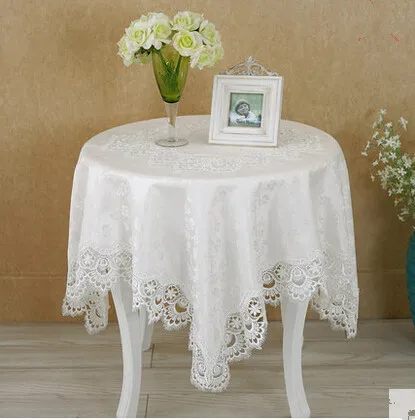 Európsky okrúhly stôl obrus čipky obrus duté biely obrus rohože kryt uteráky