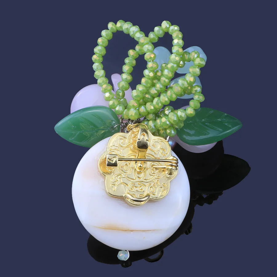FARLENA Šperky, Ručne vyrábané Umelé Crystal Kvet Brošne Kolíky s Sladkovodných Perál pre Ženy Vintage Prírodné Shell Brošňa