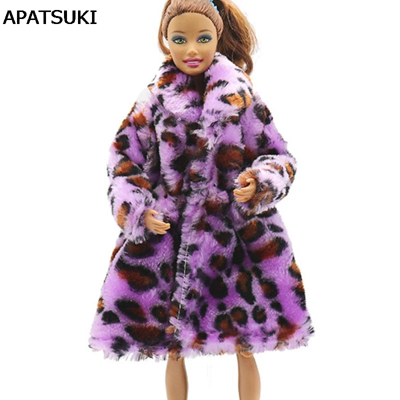Fialová Leopard Tlač Módne Bábiky Oblečenie Pre Bábiku Barbie Zimné oblečenie Oblečenie Bábiky Šaty 1/6 BJD Bábika Príslušenstvo Deti Hračka