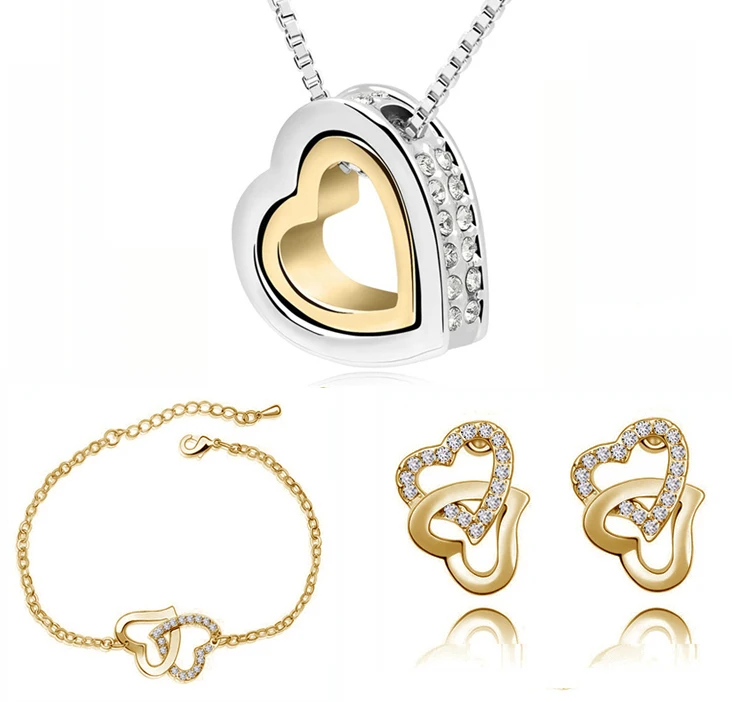 Float plávajúce srdce svadobné svadobné veľkoobchod Czech Crystal kamienkami prívesok medailón náhrdelníky náušnice Šperky Sady 117