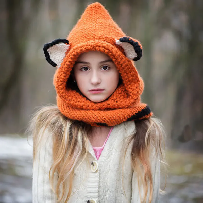 Fox Klobúk - Fox Hoodie - Fox Kryt - Zvierat Hat - Kapucňou Šátek - Háčkovanie Hoodie - Robustný Háčkovanie Klobúk - Zviera, Šatka, baby girl klobúk