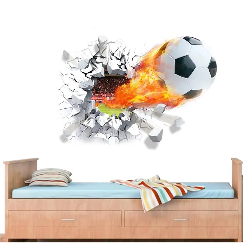 Futbal, streľby cez samolepky na stenu pre deti miestnosti dekorácie domov obtlačky futbalových priaznivcov 3d nástenná maľba umenie šport hra pvc plagát