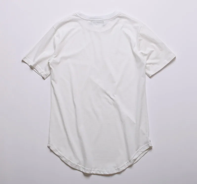 HIPFANDI 2017 veľký a vysoký Oblečenie dizajnér citi trendy Oblečenie tričko homme Zaoblené hem Tee plain white Predĺžené tričko