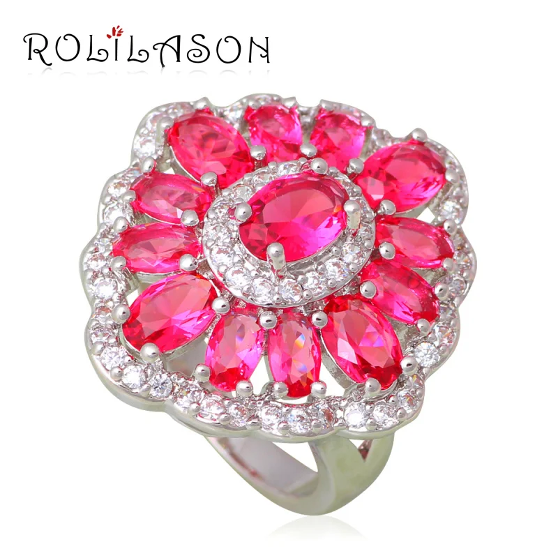 Hot Predaj Crystal Krúžky Kvalitné Strieborné Pečiatkou Rose Zirkón Módne Šperky Strany Krúžok USA Veľkosť #6#7#8#9#10 JR2117
