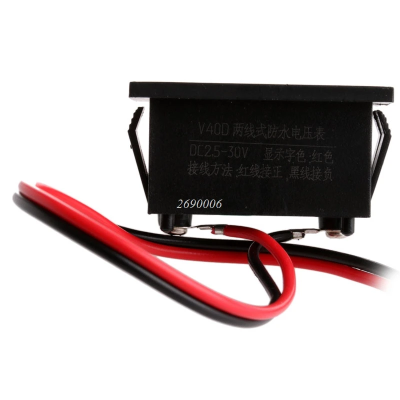Hot Predaj Nepremokavé stavu Batérie DC 2.5-30V Auto Auto Rozchod Digitálny Voltmeter LED Červená