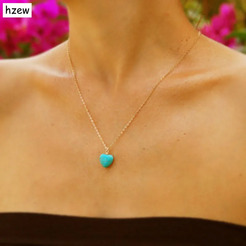 Hzew módne láska modrá prírodného kameňa náhrdelník s príveskom