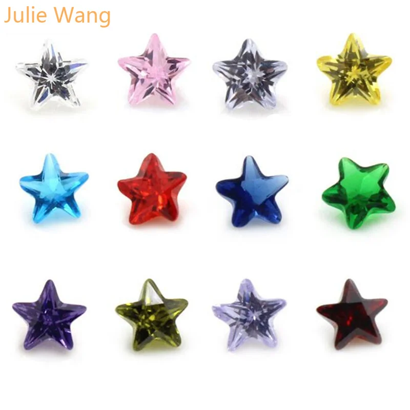Julie Wang 12PCS/pack 7 Tvary 5MM Zirkón Narodenia Kameň DIY Šperky Zistenia Plávajúce Medailón zobrazili kľúčové tlačidlá Pre život Pamäť Locket