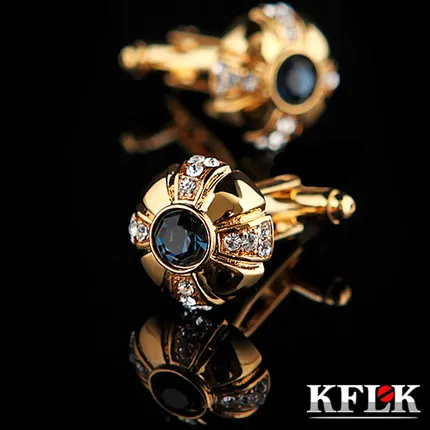KFLK Luxusné Strieborné tričko cufflink pre pánske darček Značky putá tlačidlá Crystal putá odkaz Zlato Vysokej Kvality abotoadura Šperky