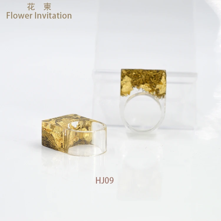 Kvet Pozvanie HJ09 Námestie Ring_ Hotový Výrobok Ručné Kovové Fólie Živice Malé Čerstvé