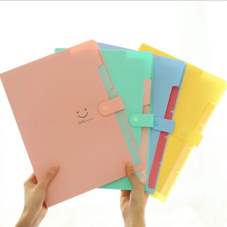 Kórejský papiernictvo jednoduchá multi-layer informácie papiere pracky A4 zložky candy farby na ukladanie súborov, priečinkov do 5