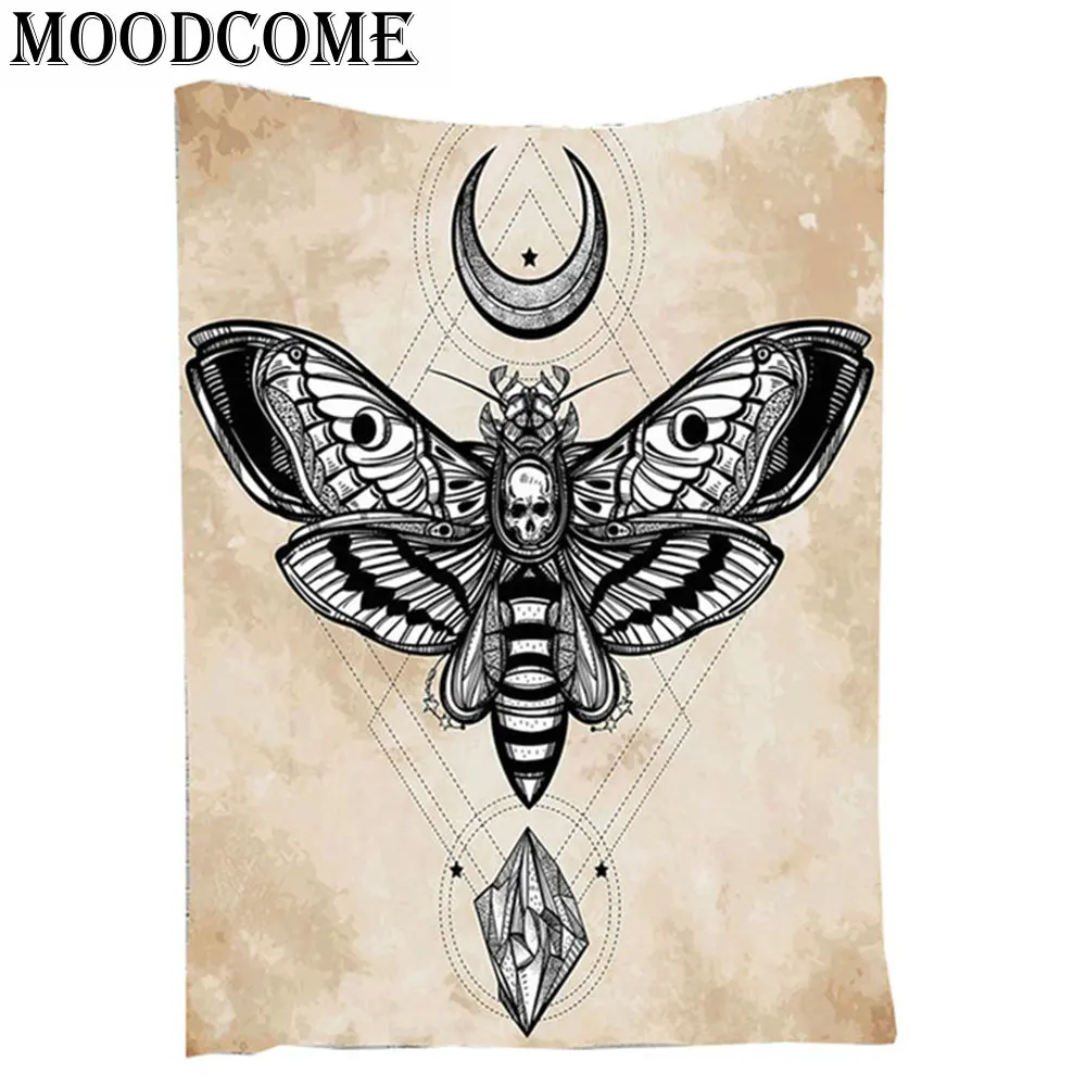 Lebka Motýľ Mandala Gobelín Moon Star Gobelín Stene Visí Diamond Svieti Indickej Gobelín Mandala Deka Lietať Zvierat