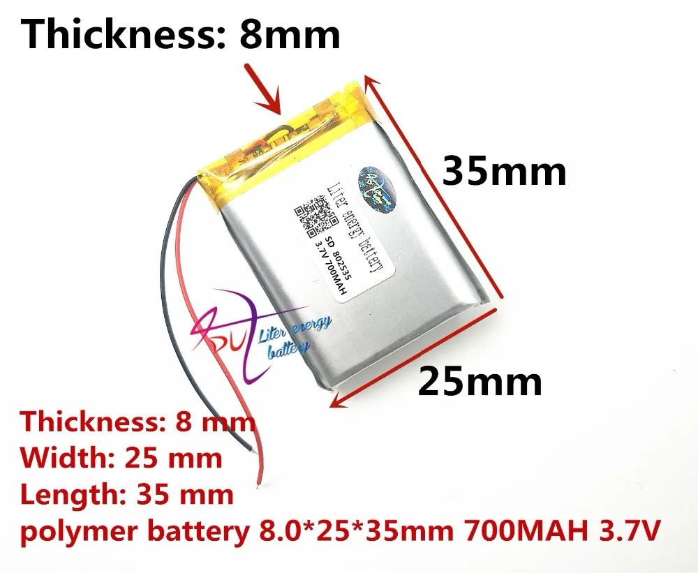 Liter energie batéria 3,7 V lítium-polymérová batéria 752535 700mAh univerzálny nahrávanie pero, záznamník, MP3 navigator 802535