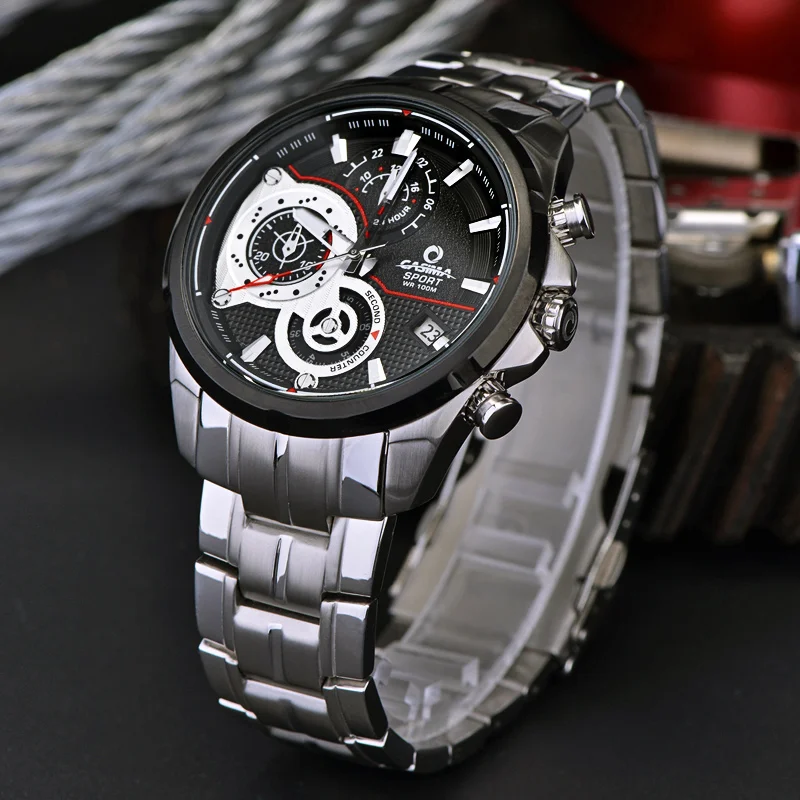 Luxusné Značky Šport Muži hodinky quartz stopky bežné kúzlo relogio masculino Svetelný vodotesné 100m CASIMA #8303