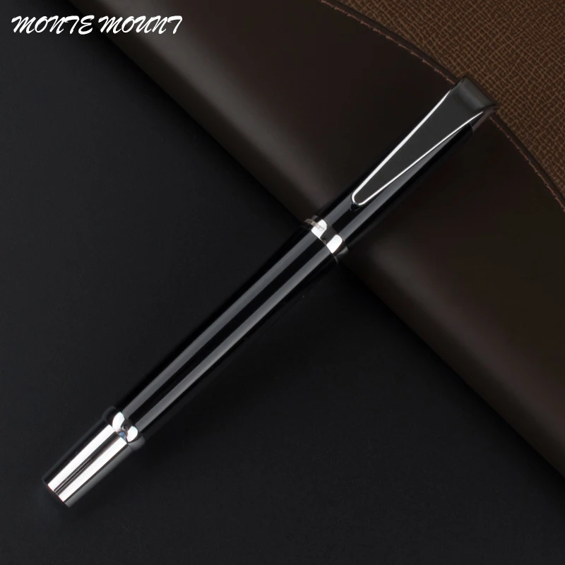 MONTE MOUNT Vysokej Kvality Office Školy Grafické efekty Black silver klip Luxusné roller guličkové pero