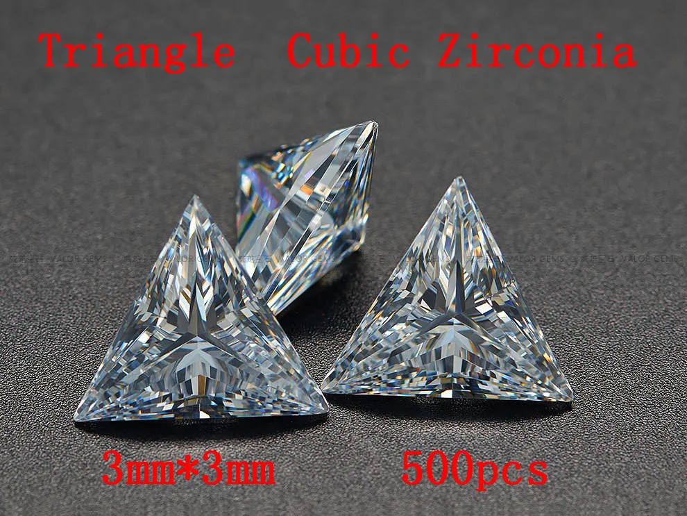 MRHUANG LESK !500pcs/pack Trieda AAA Crystal Clear CZ Kubických Trojuholník 3*3 MM Zirconia Kameň DIY Korálky Pre Šperky Nájdenie Hot!