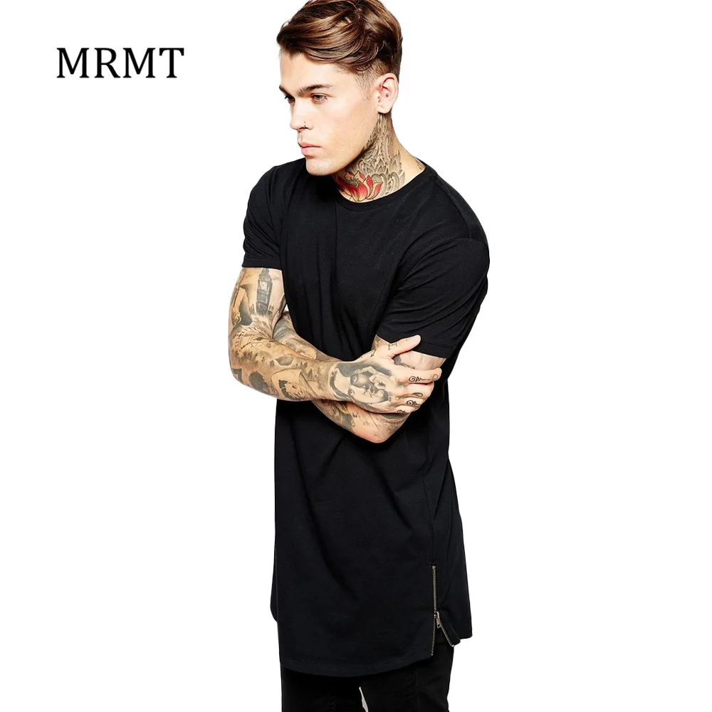 MRMT 2017 dlhé tričko Mužov Hip Hop Čierne tričko dlhým vlascom Extra Dlhé tee tričko pre mužov Zips Topy Viac Veľkosť Streetwear tričko