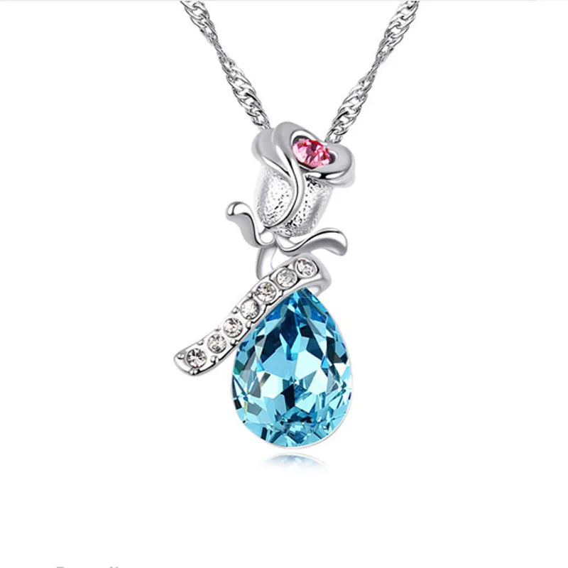 Módne šperky Najnovší dizajn náušnice nové dievčatá príslušenstvo veľkoobchod Rush rose crystal náhrdelník 134