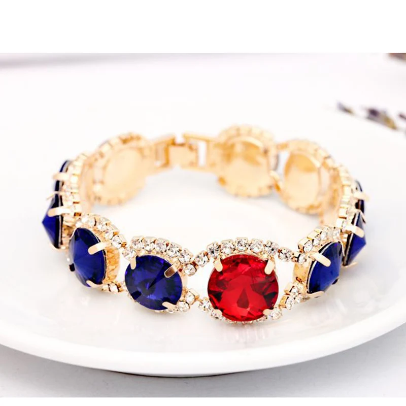 Módne šperky výrobcovia predávajú šumivé drahokamu kruhové crystal farebná kombinácia náramok B036