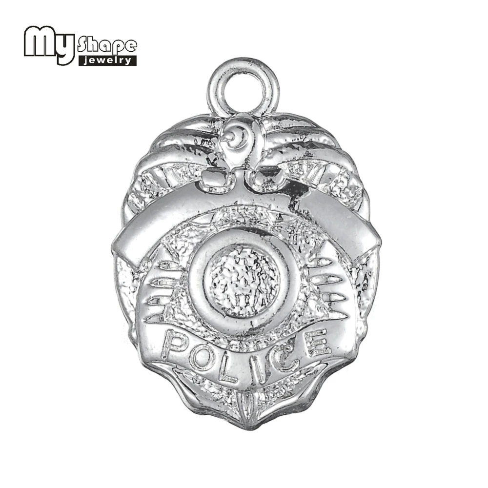 Môj tvar 20pcs ródium á Polícia dept policajný odznak zobrazili kľúčové tlačidlá pre šperky, takže Osobné Povolanie Šperky