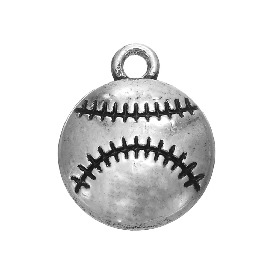Môj tvar 60Pcs starožitné strieborné pozlátené jednostranným baseball softball charms športový fanúšik, šperky