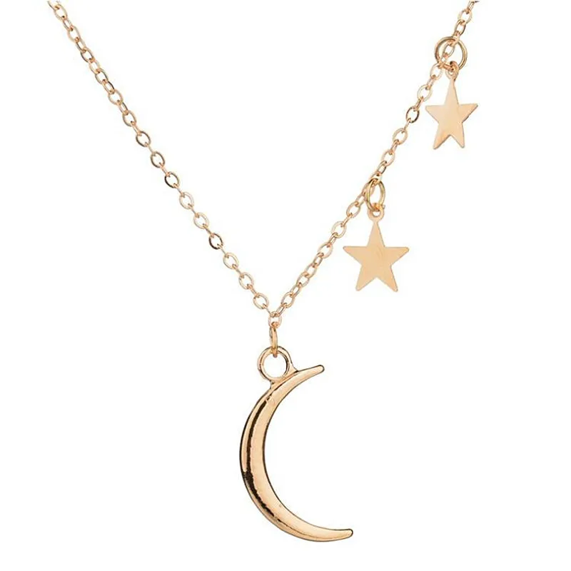 N305 Moon Star Náhrdelník Prívesok Pre Ženy Minimalistický Módne Collares Letné Každodenné Šperky Collares Bijoux 2018 Podpora