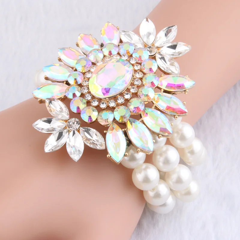 NeeFuWoFu Preháňania Značky Náramky Pearl Korálky Crystal Bangles Kúzlo Náramok Pre Ženy Priateľmi Slávny Darček Šperky Pulseras