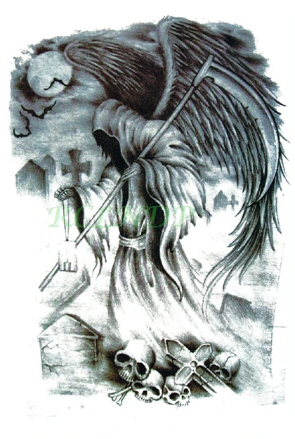 Nepremokavé Dočasné Tetovanie Nálepky Halloween zlé diabol lebka s krídlami mesiac smrtka tatto flash tetovanie falošné tetovanie