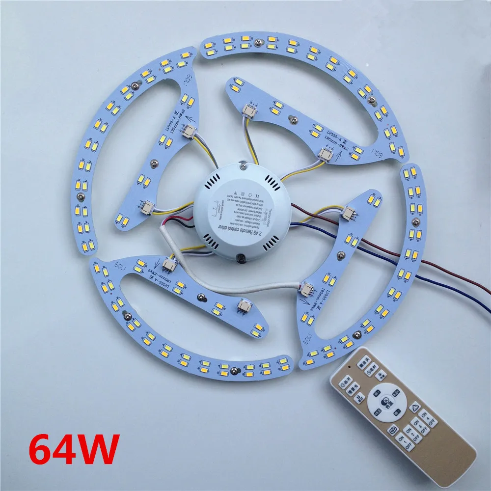 Nové 48W 64W 80W AC180-265V kolo Magnetické LED Stropné svietidlo LED Board doska Kruhová Trubice Svetla S 2.4 g Diaľkové Ovládanie Pamäť
