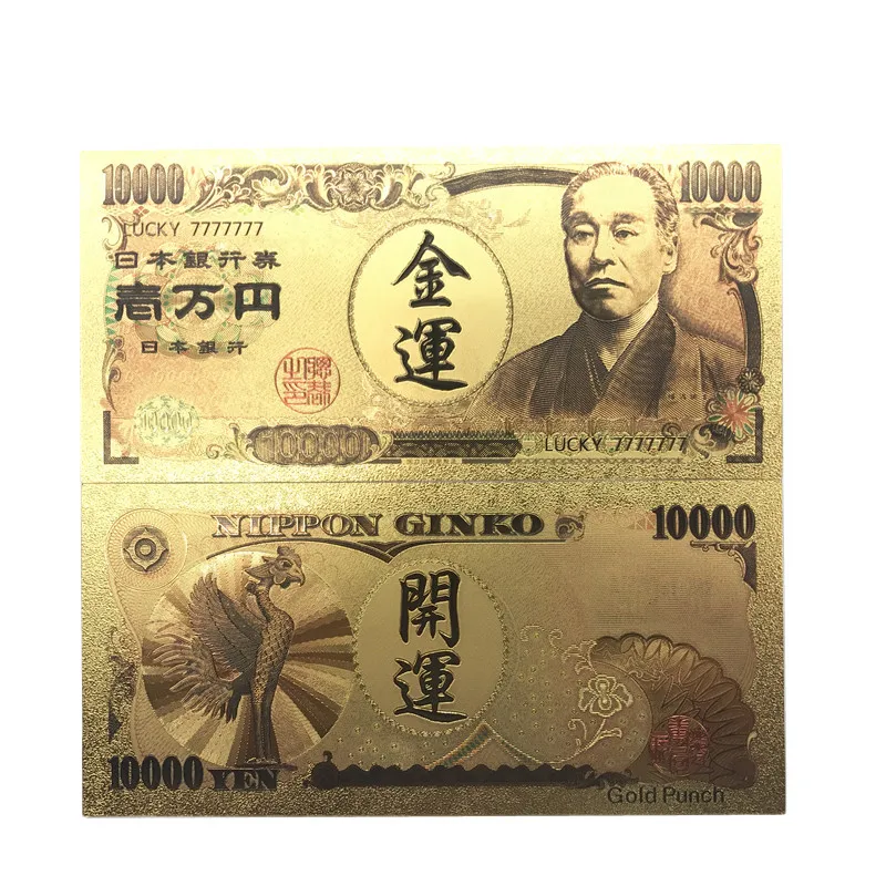 Nové Produkty 10Pcs/Veľa Šťastie 77777 Farba Japonsko Zlato, Bankovky 10000 Jen Bankoviek v 99.9% Pozlátené Falošné Peniaze Na Zbierku