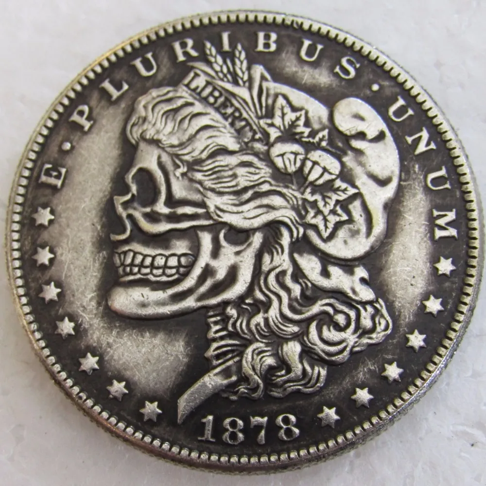 NÁS Head-to-Head Dve Tváre 1878cc Morgan Dolár lebky zombie kostra ručne vyrezávané Kópie Mincí Vysokej kvality