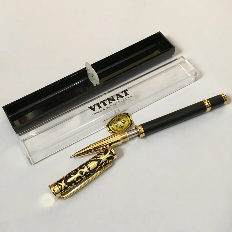 Openwork Vzor Perá Kovový Roller guličkové Pero 0,5 mm Luxusné Guľôčkové Pero pre Kancelárske Školské potreby Podnikania Darčekovej krabičke