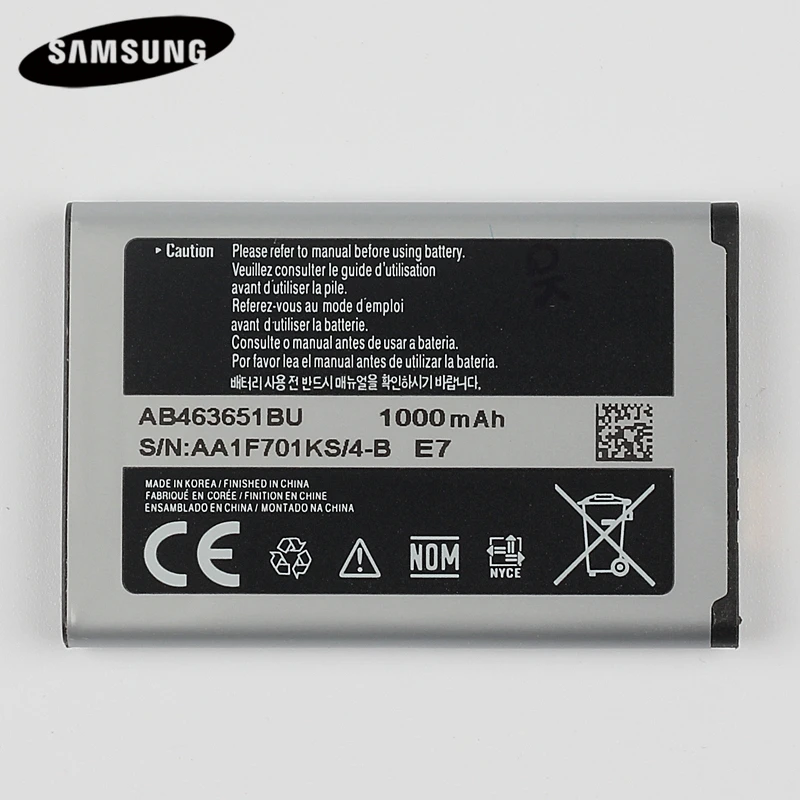 Originálne Batérie Telefónu AB463651BC Pre Samsung S5630C S5560 C3370 C3518 J800 J808 F339 S5296 L700 W559 S5628 B3410 L708E SGH-L700