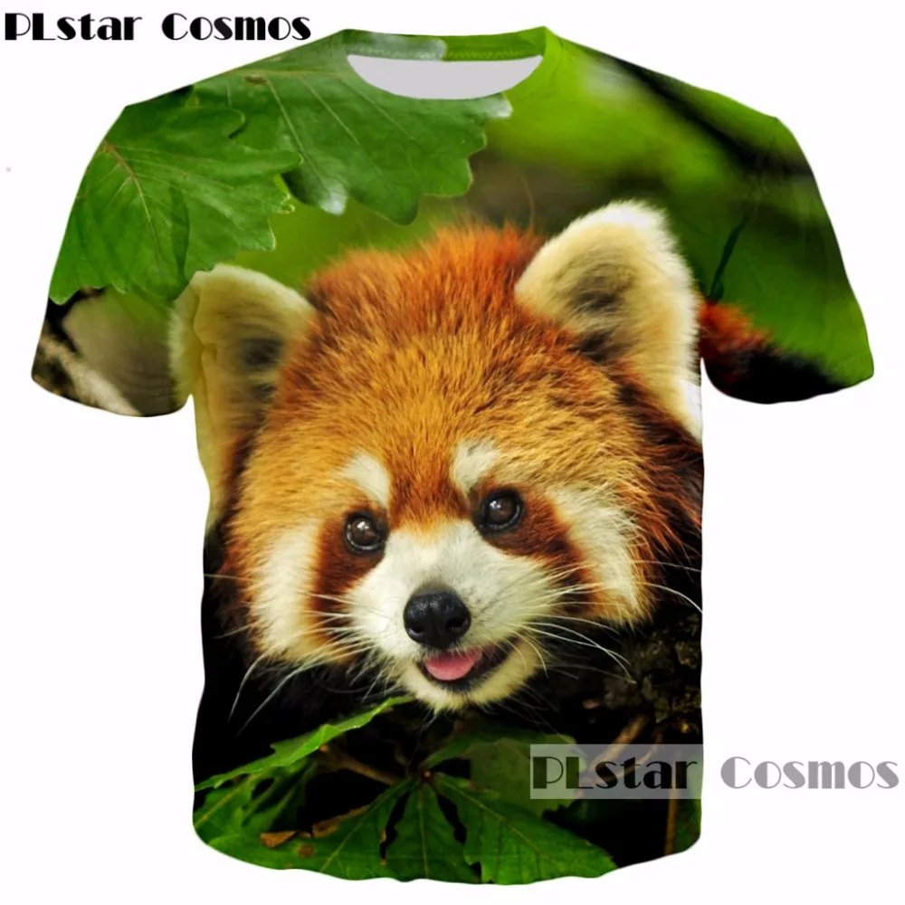 PLstar Vesmíru 2017 Hot predaj letné Nové Módne 3D t-shirt Roztomilý zvierat červená panda tlač, t košele Muži Ženy bežné Cool tričko