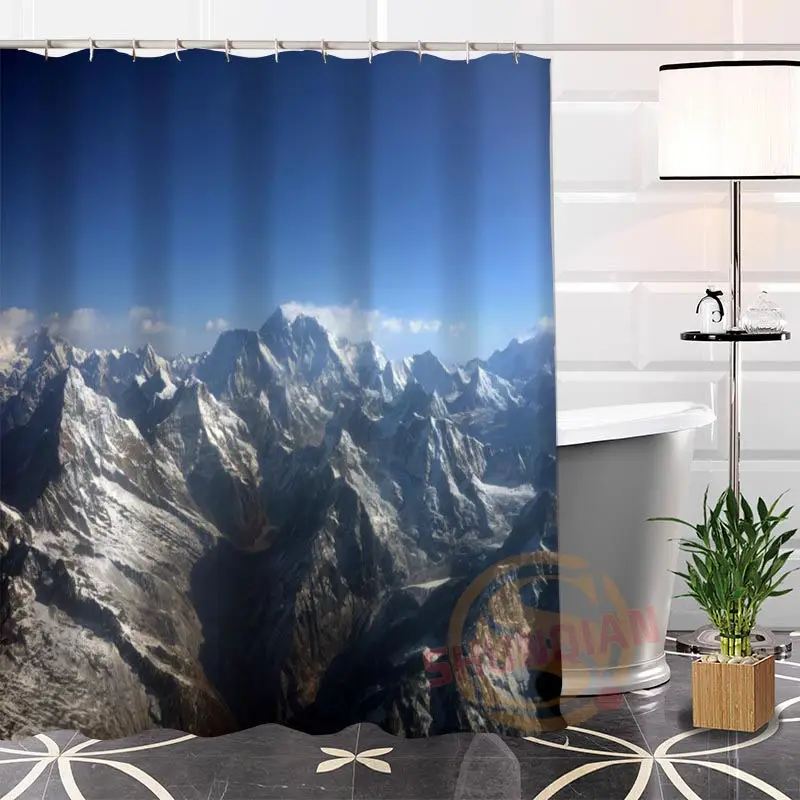 Populárne Eco-friendly Vlastné Jedinečné Himalájach Horách Textílie Moderný Sprchový Záves kúpeľňa S Háčikmi pre seba H0220-121