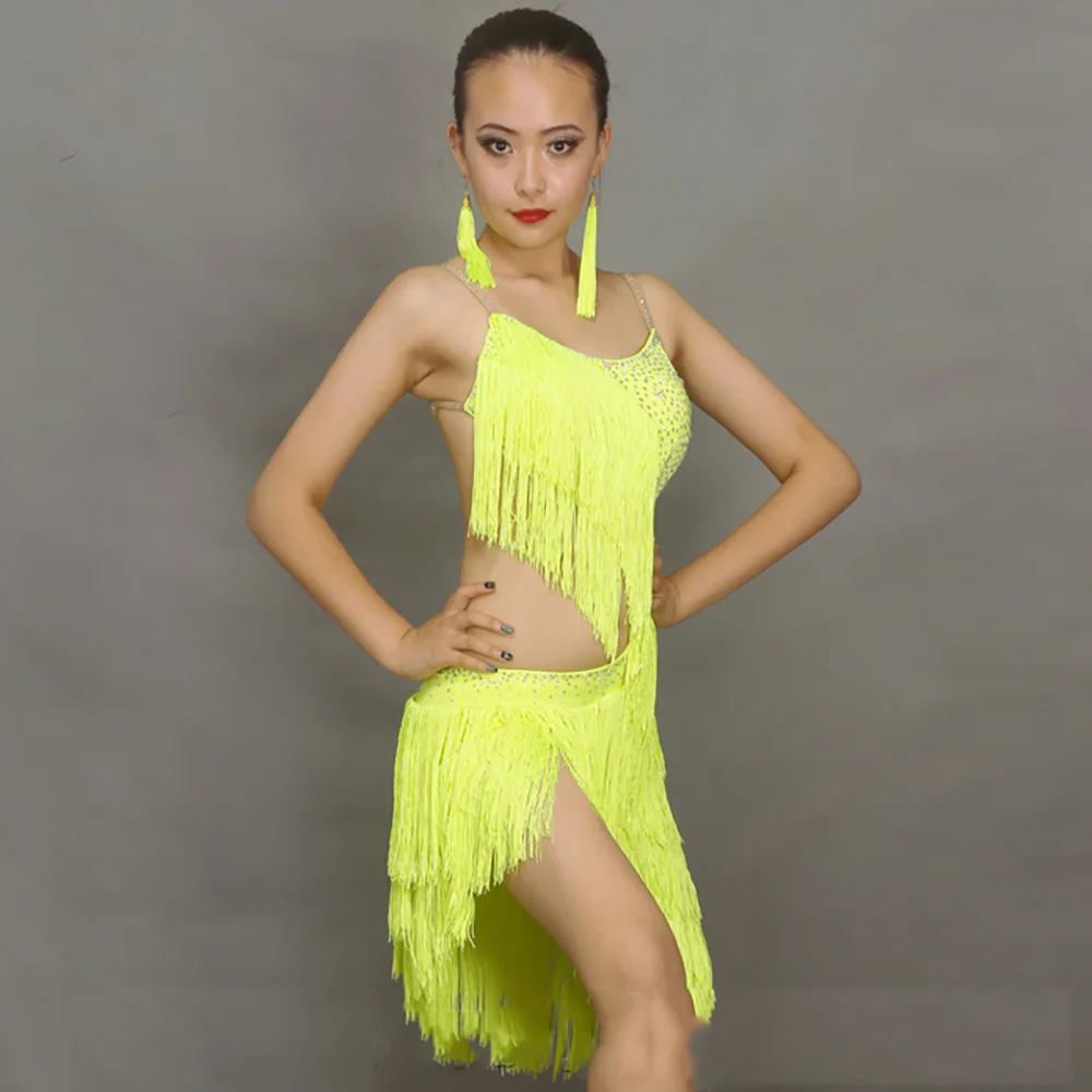 Populárne Latinské Tanečné Šaty Žien Strapec Štýl Biela Otváranie Nepravidelný Salsa Tango Rumba, Flamenco Indickej Súťaže Kostýmy B091