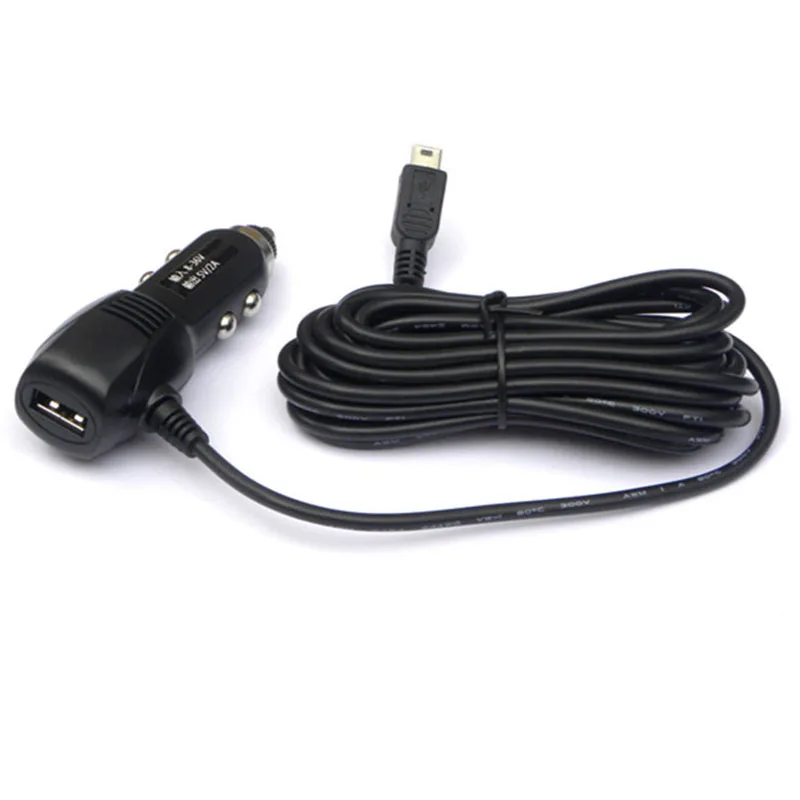 Prenosná Nabíjačka do Auta 12V / 24V Auto DVR kamera, Nabíjačka, dĺžka kábla 3,5 m s USB výstupné Napätie 5V/1A pre DVR GPS