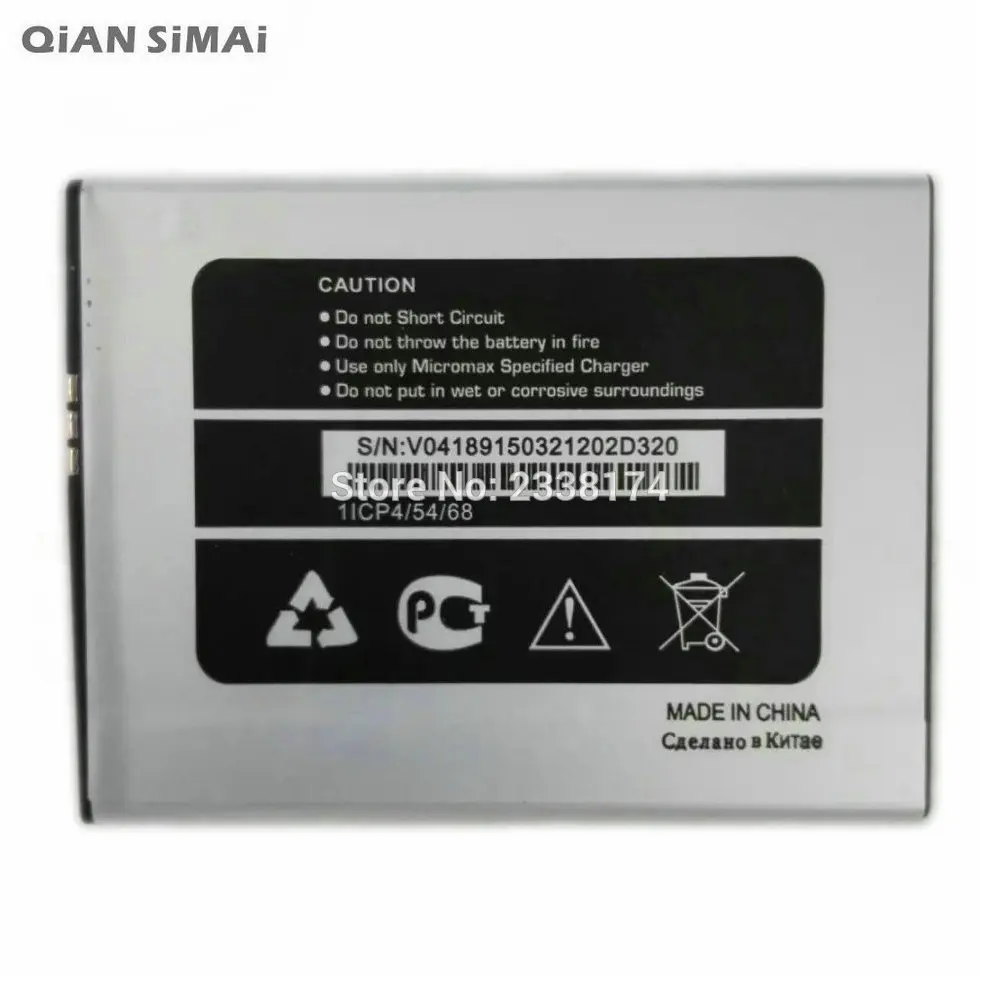 QiAN SiMAi 1pcs vysoká kvalita 1600mAh Mobilný Telefón Náhradné Batérie pre Micromax D320 ping+Kódu Sledovania