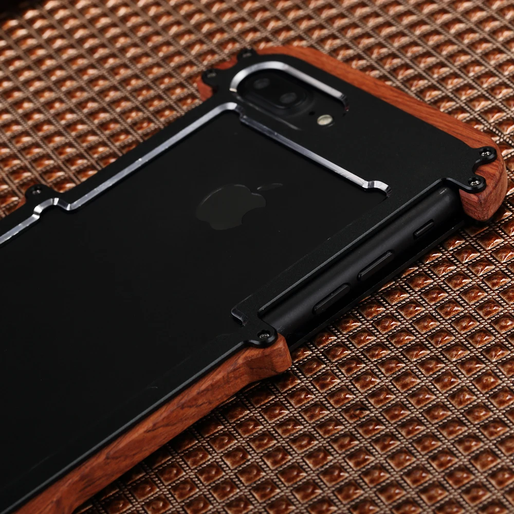 R-Len Pre Apple iPhone 7 Prípade, Luxusné Značky Tvrdých Kovov, Hliníka, Dreva, Ochranné Telefón puzdro pre iPhone 6 6 7 Plus puzdro