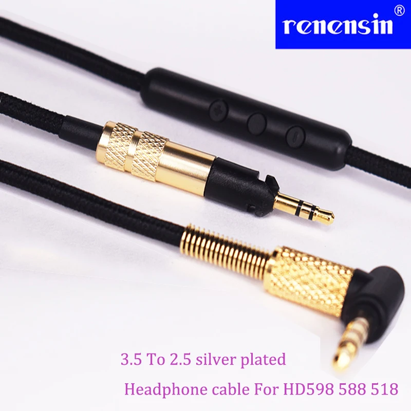 Renensin HD598 Upgrade Náhradný Kábel s MIC Hlasitosti pre Sennheiser HD558 HD518 HD 598 pre Slúchadlá, Káble, Vodiče Hifi OCCC môcť