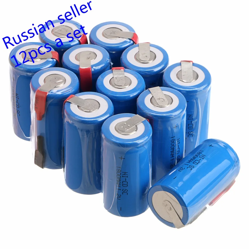 Ruský predávajúci !12 ks sub c SC batérie Ni-Cd batérie nabíjateľné batérie 1800mh s tab-modrá farba