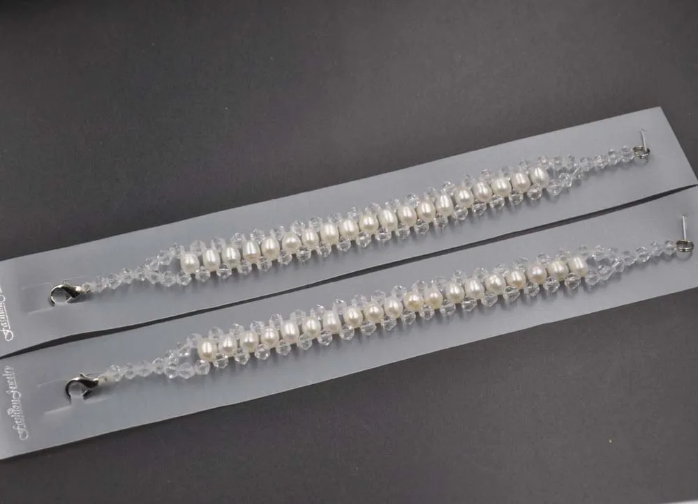 Skutočné sladkovodných kultivovaných perlový náramok 5*6 mm ryža korálky šperky pre dievča
