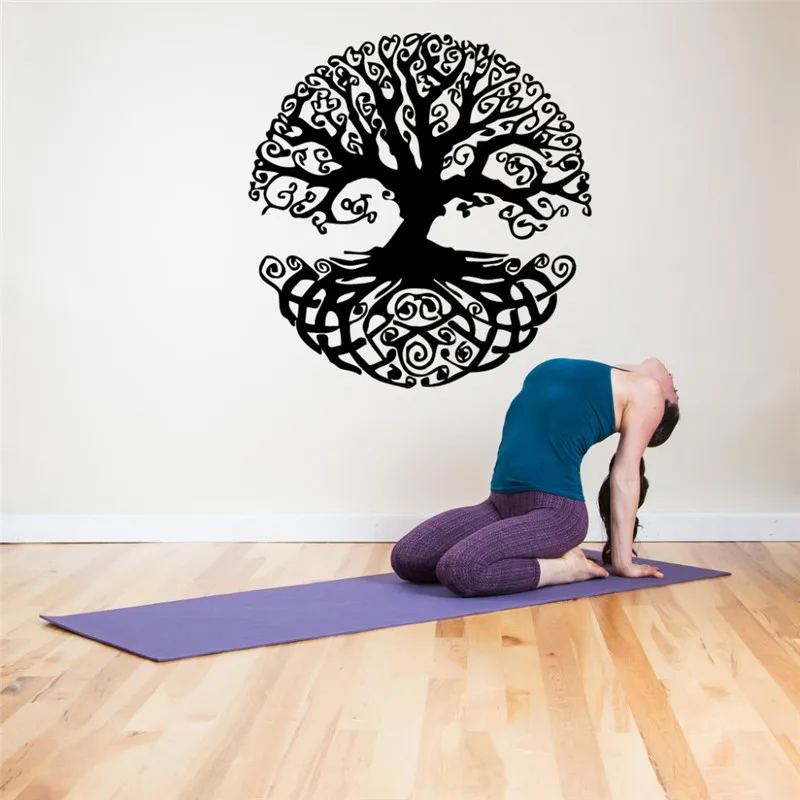 Strom života Vzor Stenu Odtlačkový Yoga Studio Pobočky Tetovanie Moderný Dizajn, Umenie, Nástenné Rastlín Samolepky na Stenu Vinyl Deti Škôlky urob si sám