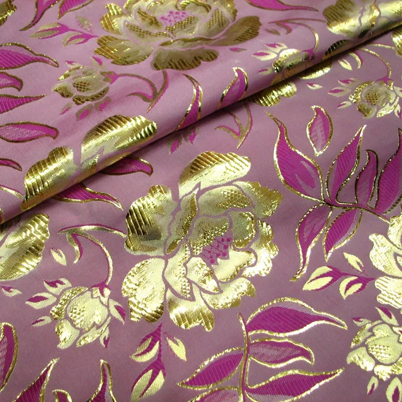 Super krásna ruža pink gold kvet brocade handričkou / štádiu kimono šaty bábiky šaty textílie pol metra Hanfu/100 CM*75 CM
