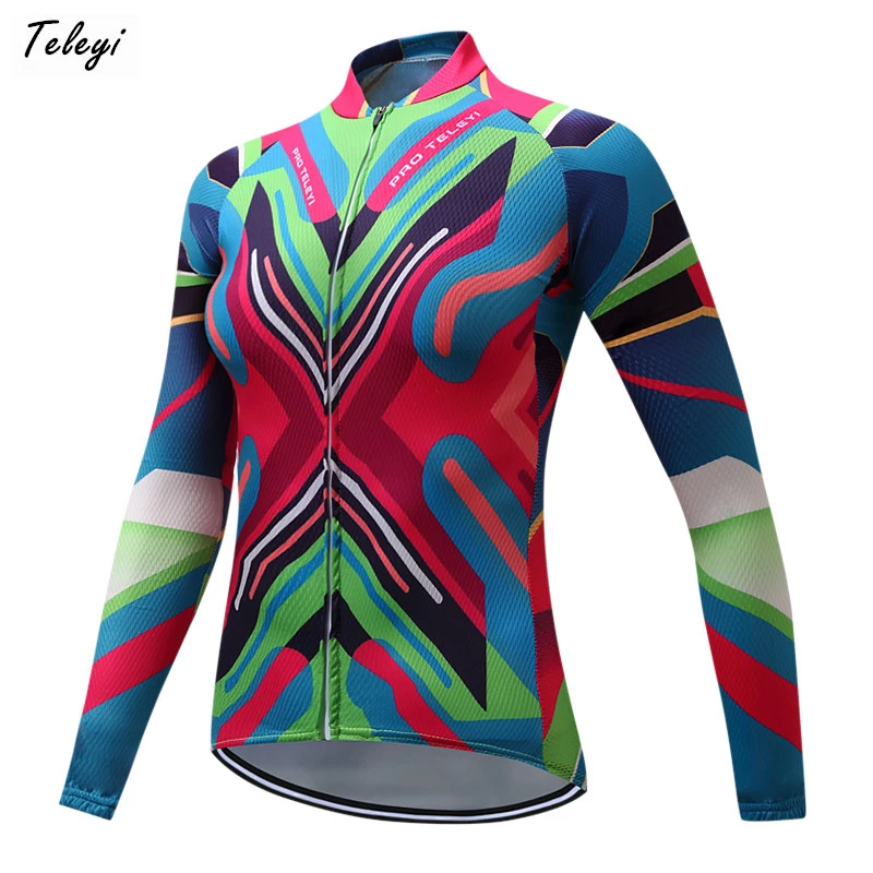 Teleyi Pro Team Racing Bicyklov, Cyklistické Oblečenie Polyester Jeseň Cyklistika Dres Ženy Dlhý Rukáv mtb Bike Jersey Ropa Ciclismo